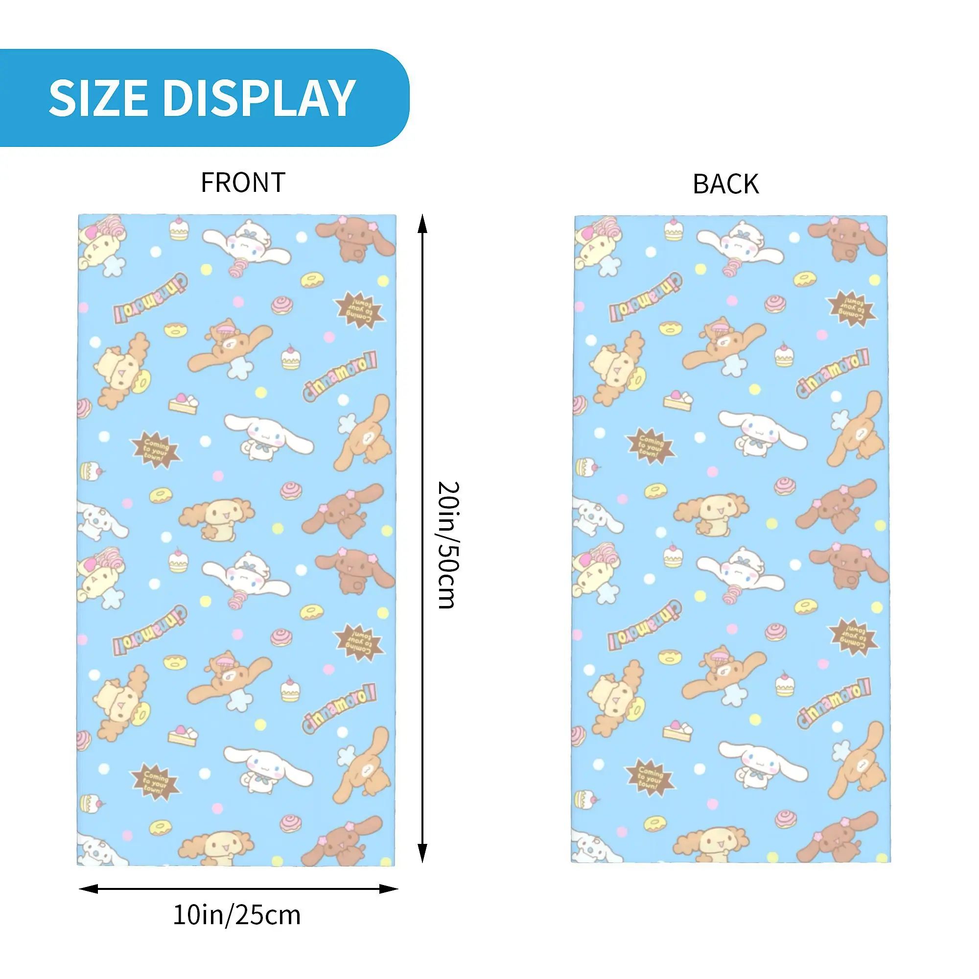 Custom HOT Cartoon Cute Cinnamoroll Bandana Neck Warmer Women Men Winter Ski Hiking Scarf Gaiter  Face Cover