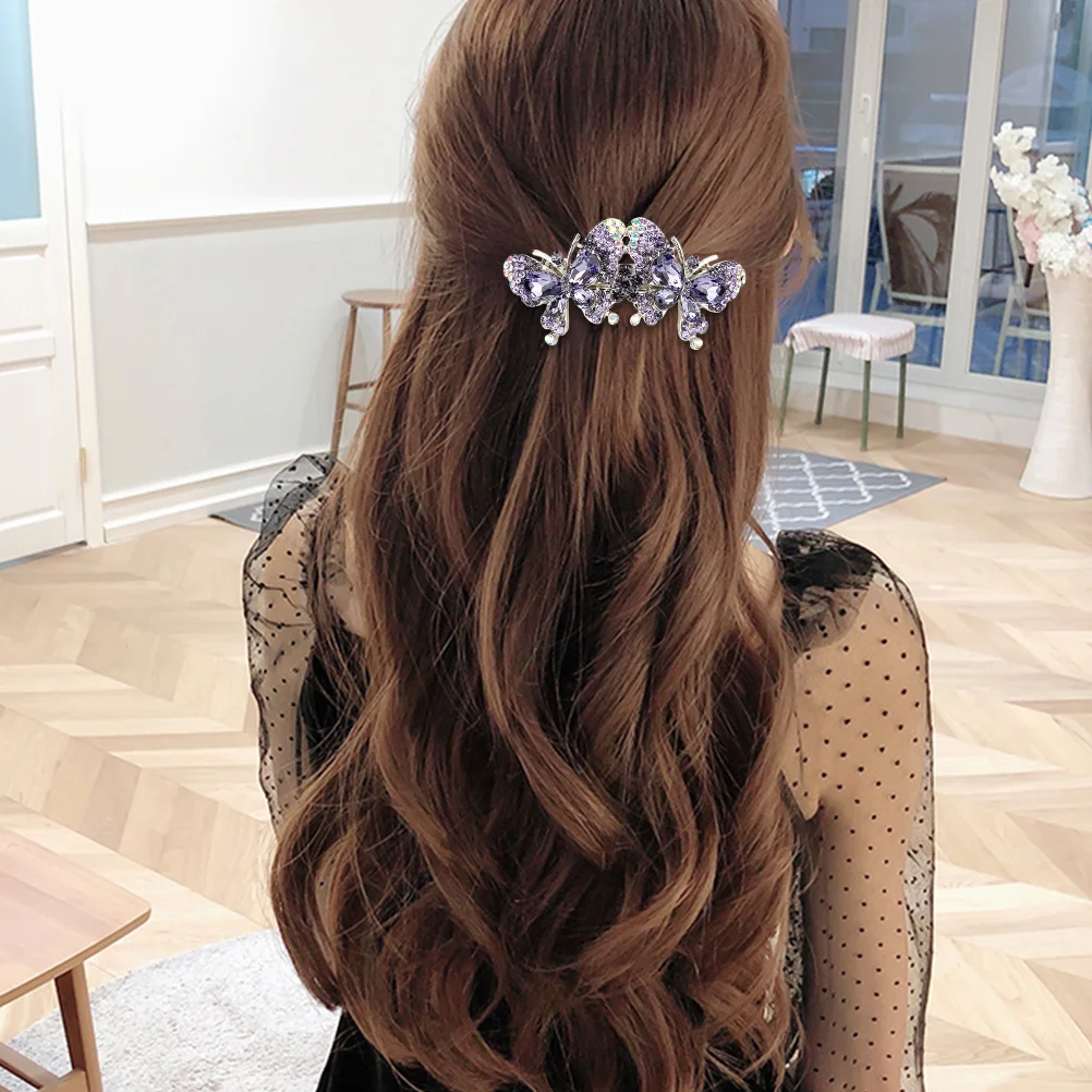 

Vintage Hairpin Miss Barrettes Wedding Accessories for Women Rhinestones Butterflies Back Clip