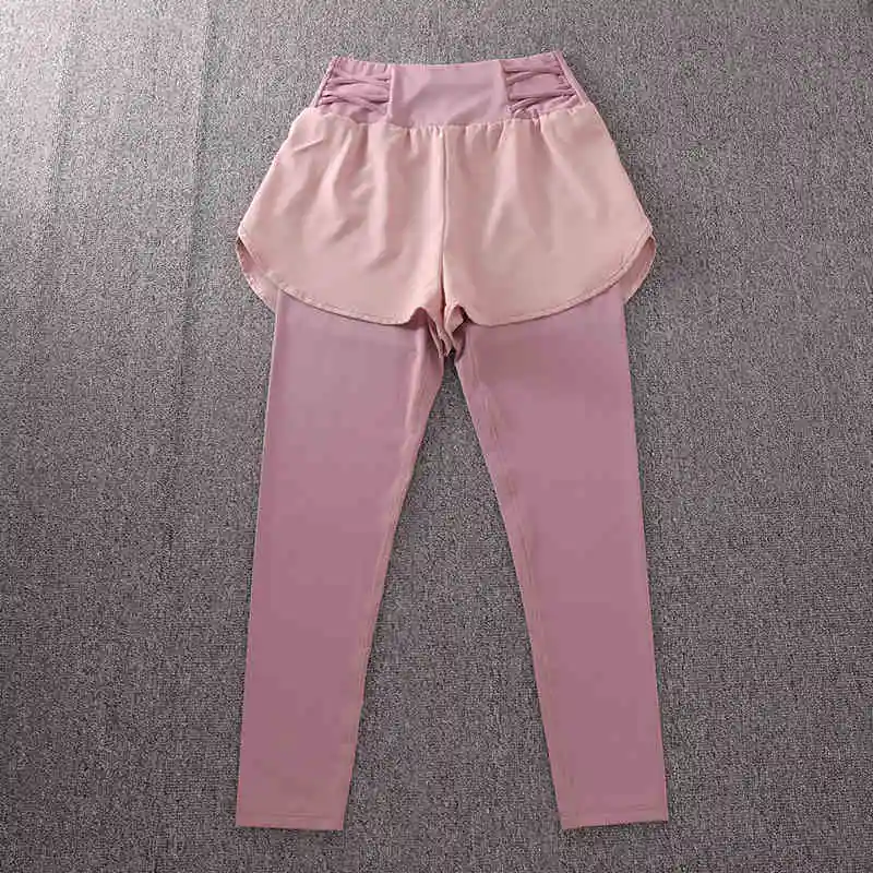 

Womens Yoga Pants Patchwork High Waisted Two Piece Leggings Quick Drying Gym Fitness Workout Leggings