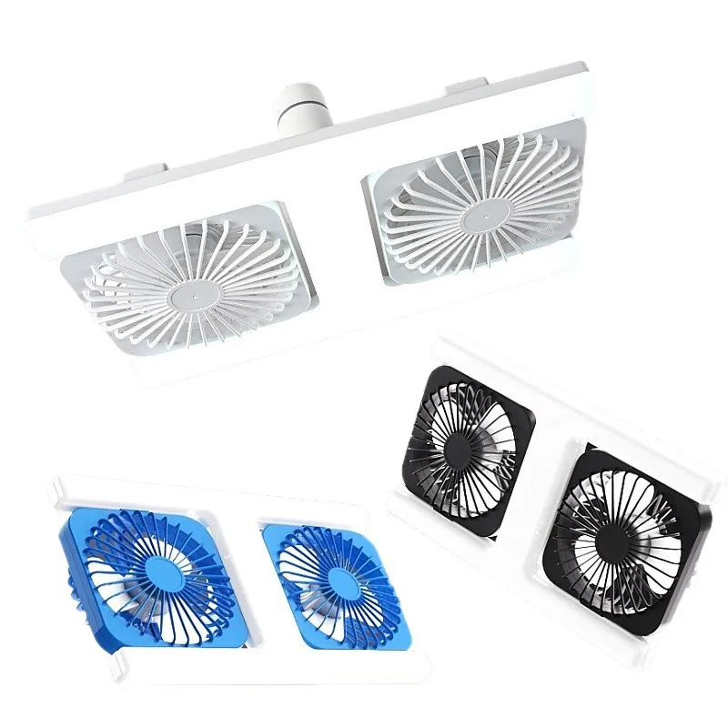 Remote Control Dual Head E27 Ceiling Fan Light Adjustable Angle Silent LED for Living Room Bedroom Kitchen Patio Home Decor