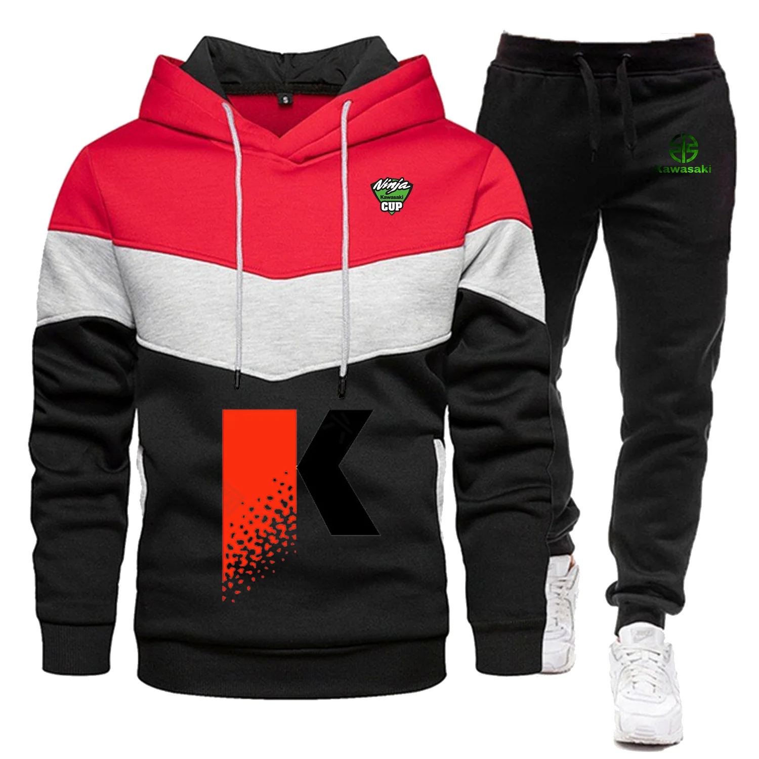 Kawasaki-Conjunto de dos piezas para hombre, ropa deportiva de entrenamiento Unisex, sudadera de aventura, traje de carreras, pantalones, trajes, uniforme de motocicleta