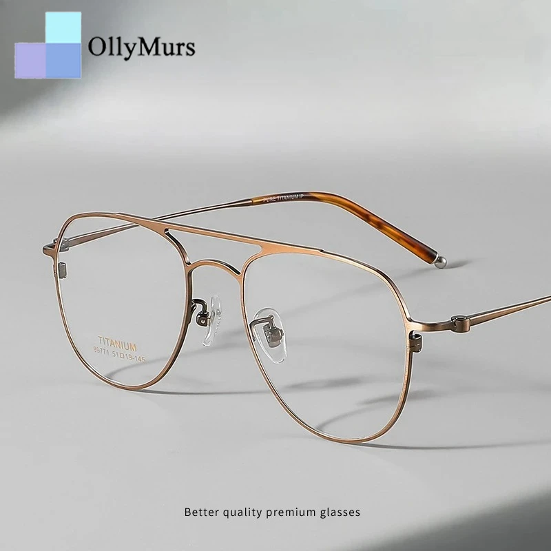

OLLYMURS Luxury All-pure Titanium Pilot Glasses For Men and Women Retro Trend Optical Prescription Small Eyeglasses Frame 89771