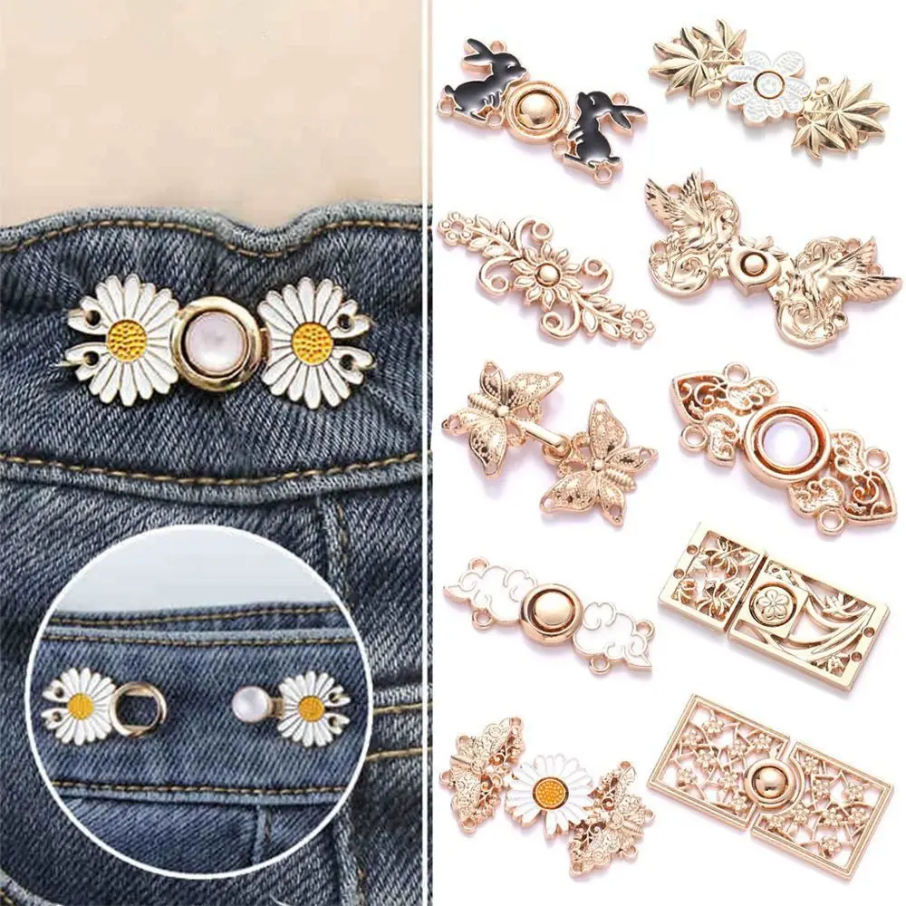 Accessori per abbigliamento bottone di chiusura in vita ornamenti per Jeans spille in metallo stringere il bottone in vita Clip in vita rimovibile regolabile donna