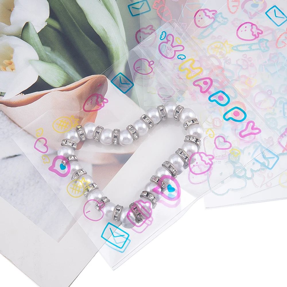 

50pcs/Lot Cute Cartoon Graffiti Self-Seal Bags Snack Pouch For Cookies Candy For DIY Gift Jewelry Storage Bag Wholesale Supplies