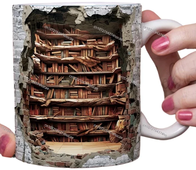 2024 Book Lovers Library Ceramic Coffee Mug Bookshelf Bookshelf Tea Cup