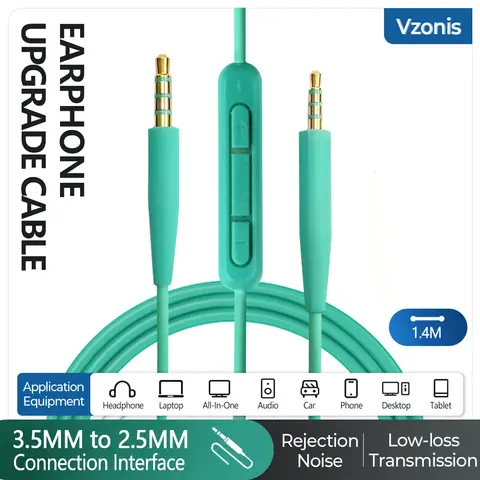 2.5mm jack to 3.5mm jack Headphone Cable with Mic Volume Control for BOSE QC25 QC35 SoundLink OE2 Aux Car Speaker Wire