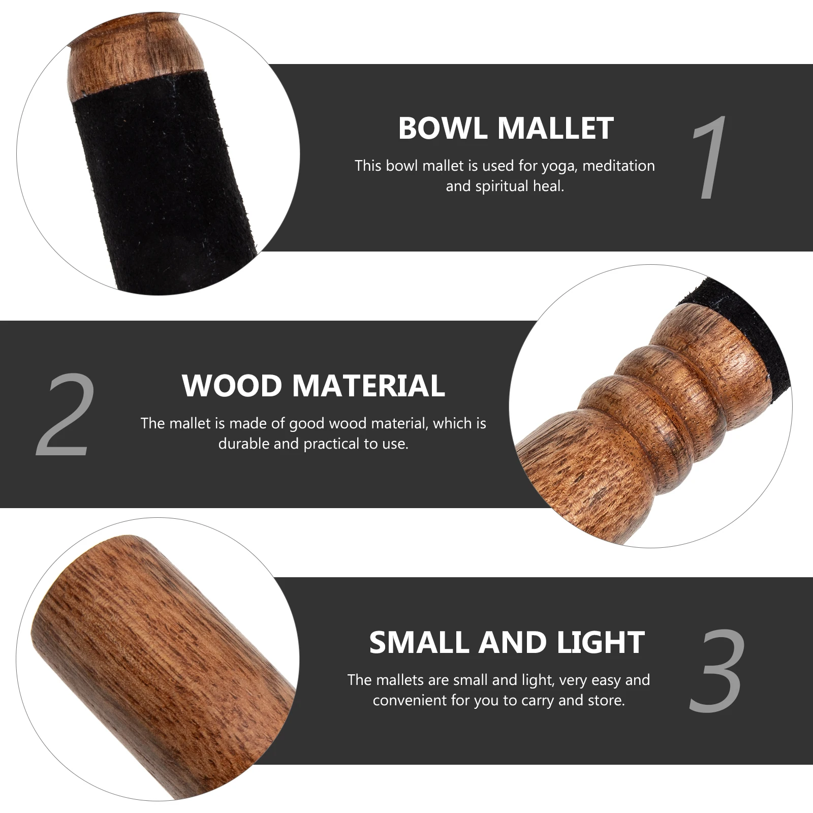 

Singing Bowl Striker Mallet Acoustic Mallets Music Accessories Stick Black Wood