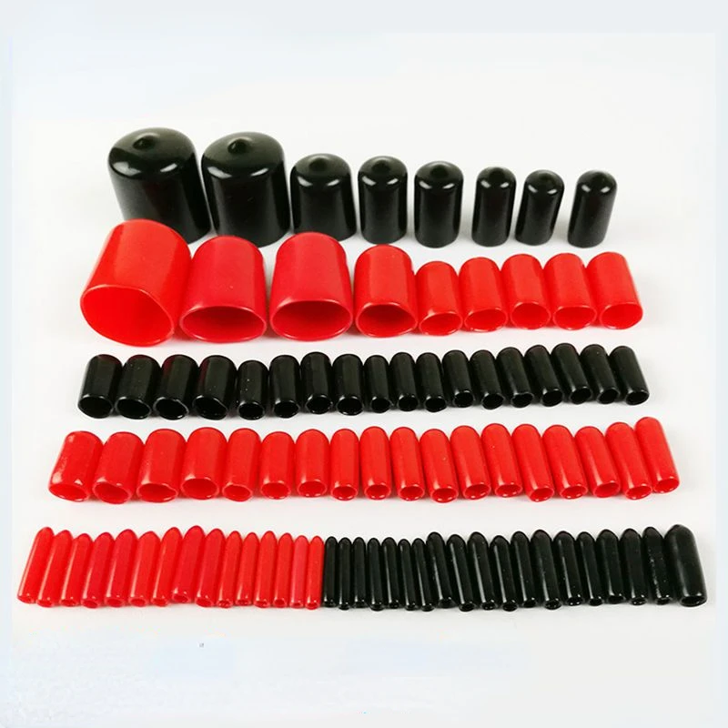 100PCS Silicone Sleeve Tips End Caps Rubber Seals Threaded Sheath Cap Cable Wire Stopper Cover Set Outer Lid Dust Plug Tube Pvc