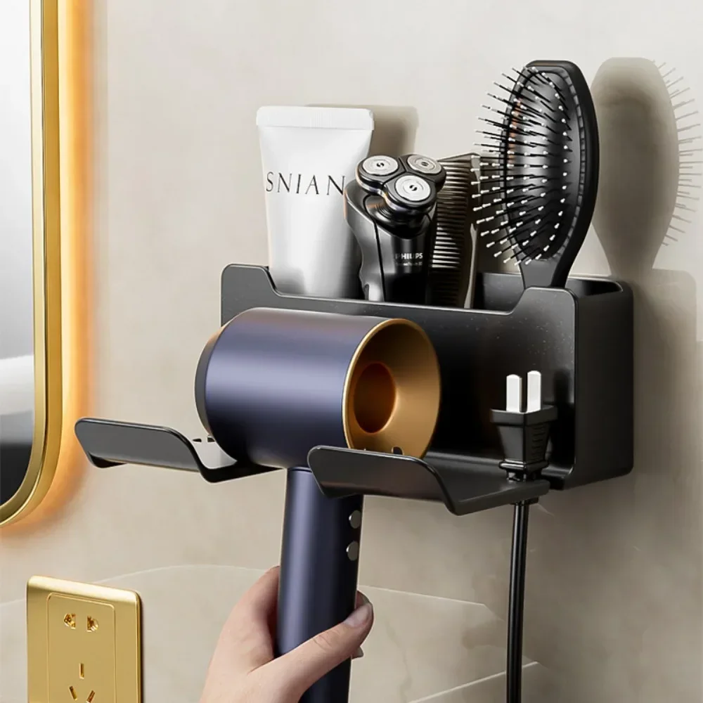 2025 New Hair Dryer Holder Wall Dryer Cradle Straightener Stand Organizer Box Toilet Blower Holder Shelf Bathroom Accessories