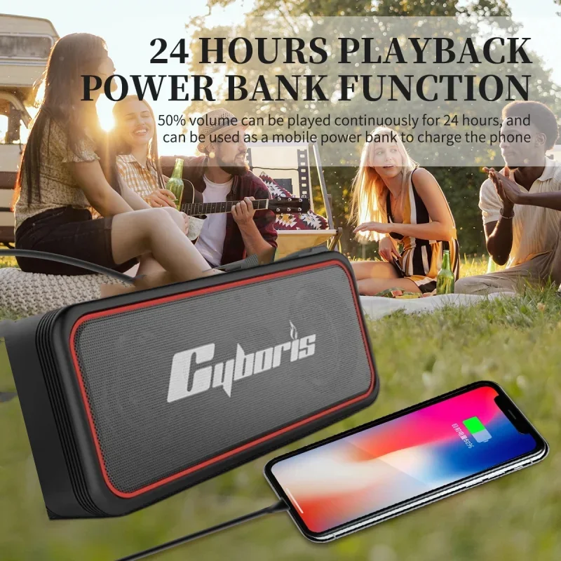 50w Powerful IPX7 Waterproof 24 Hours Battery Portable Indoor/Outdoor Deep Bass Wireless Caixa De Som Bluetooth Speaker Soundbar