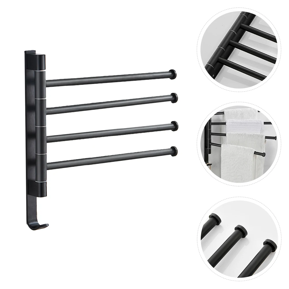 

Industrial 4-Bar Rack Heavy Duty Wall Mounted Swivel Holder Rustic Towel Bar For Bathroom Iron Material Durable Easy Clean