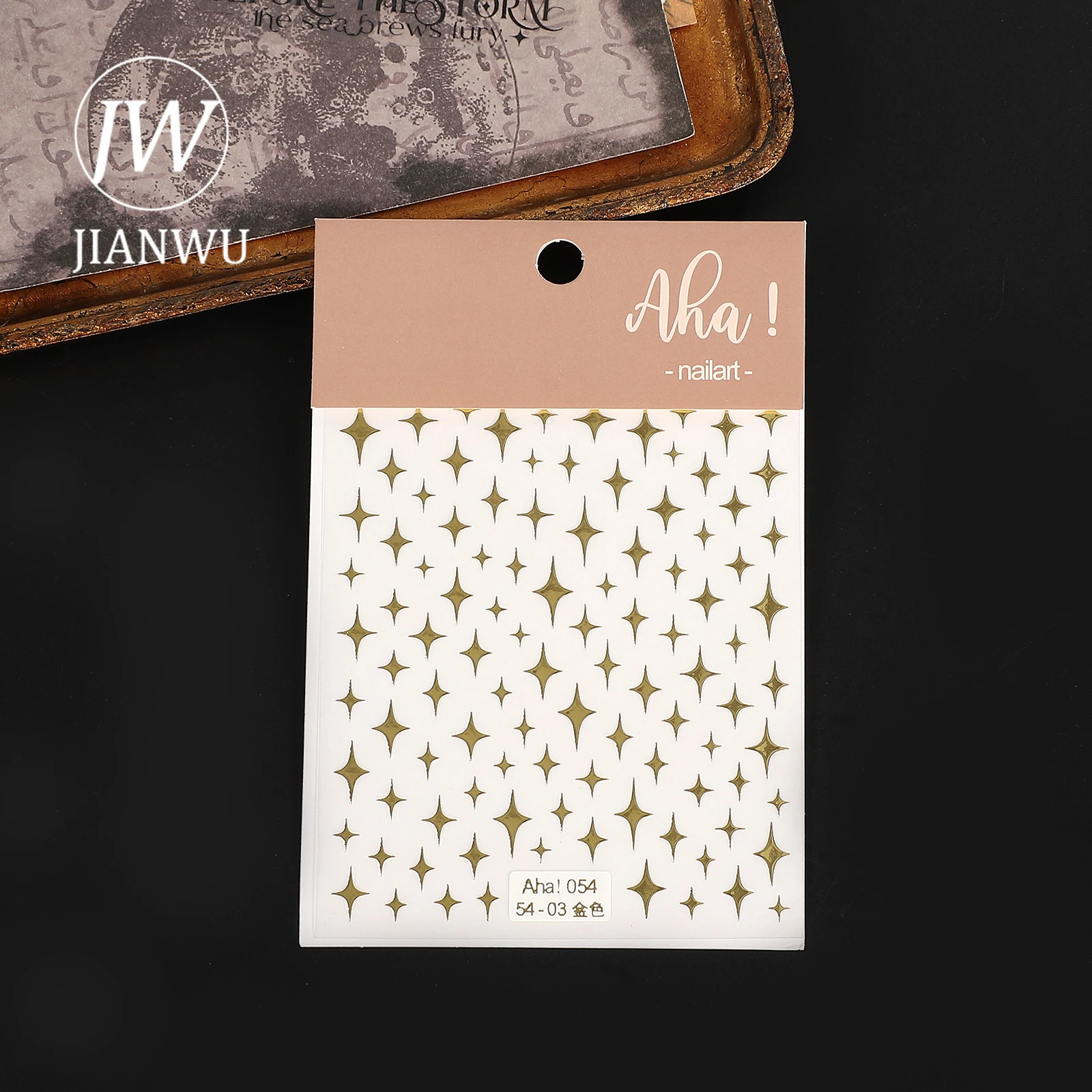 JIANWU 2 Pcs/set Vintage Gold Big Star Landscape Material Collage Scrapbooking PET Sticker Creative DIY Journal Stationery