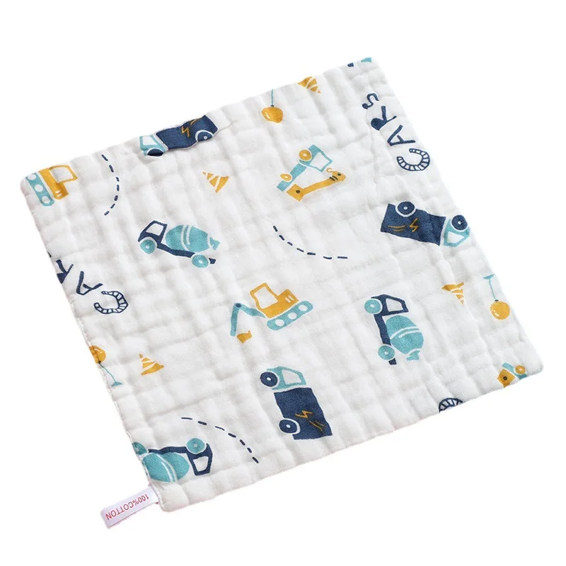 Soft Newborn Muslin Handkerchief Infant Cartoon Cotton Feeding Towel Bibs Absorbent Saliva Burp Cloth Baby Stuff 25x25CM