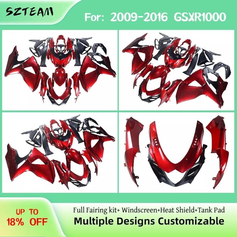 

For 2009 2010-2014 2015 2016 GSXR 1000 Racing Style Motorcycle Fairings GSXR1000 09-16 ABS Bodywork Fairing Kit Candy Red