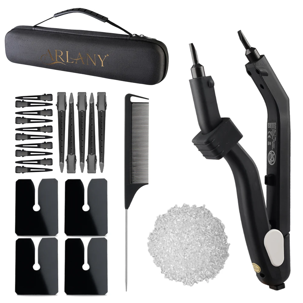 

ARLANY Hair Extension Connector Kit K Tip Hair Tools Fusion Heat Iron Acrylic Shield Guards 40g Keratin Beads Melting Heat Iron