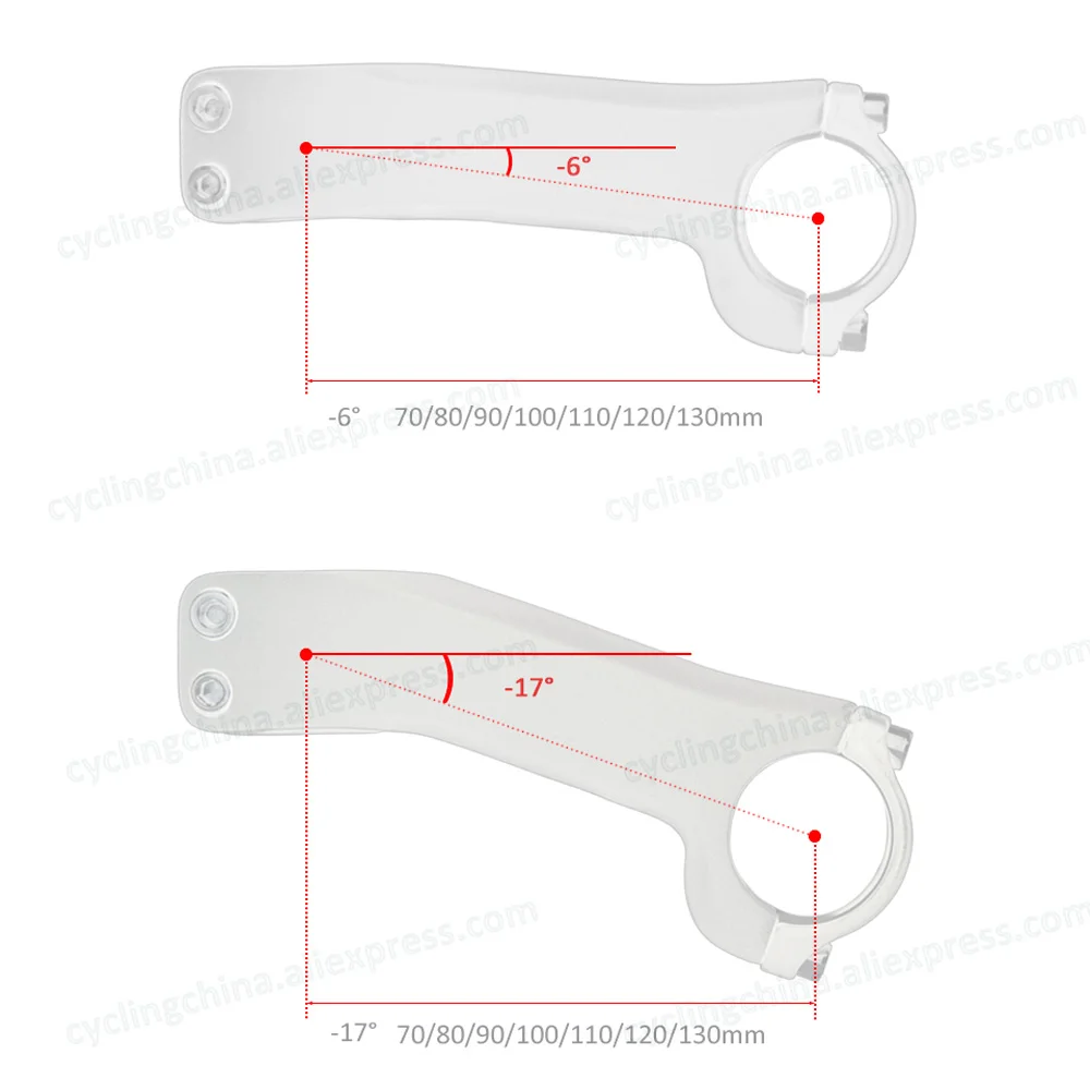 NoLogo Carbon Body+Aluminum Alloy Clamp Bike Stem Negative 6/17 Degree Ultralight Mountain/Road Bike Stem 70-130mm Bicycle Parts