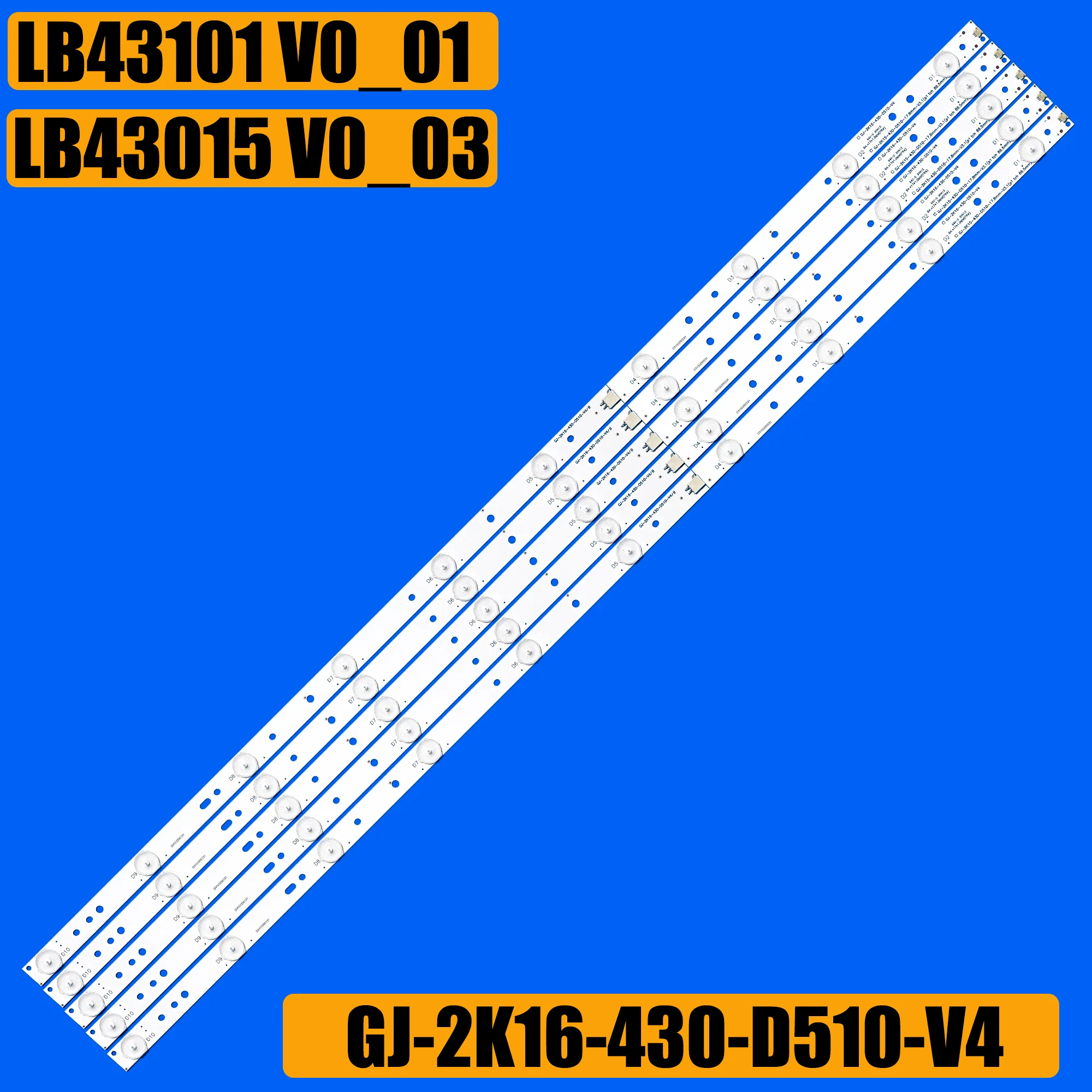 

LED Backlight strip For 43"TV 43LH500T 43LH500 LB43015 V0-03 LB43101 V0-01 L42F220B L42P60BD L42F3250B LVF420AUBK TPT430H3