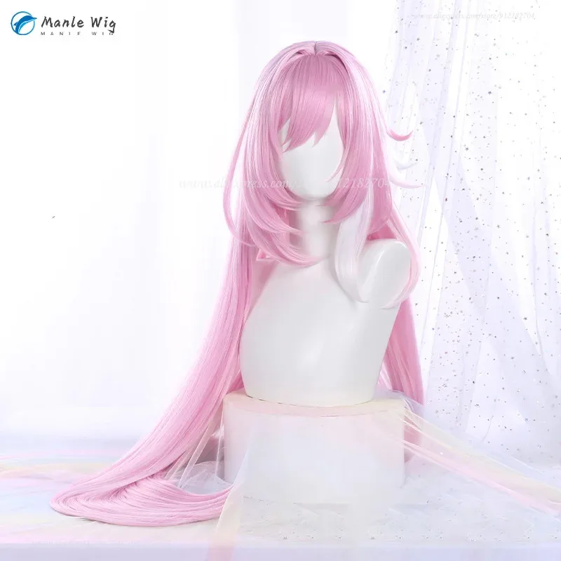 

vivi 2025 Anime WigsCosplay Elysia Cosplay 110cm Long Pink Highlights White Heat Resistant Synthetic + Wig Cap