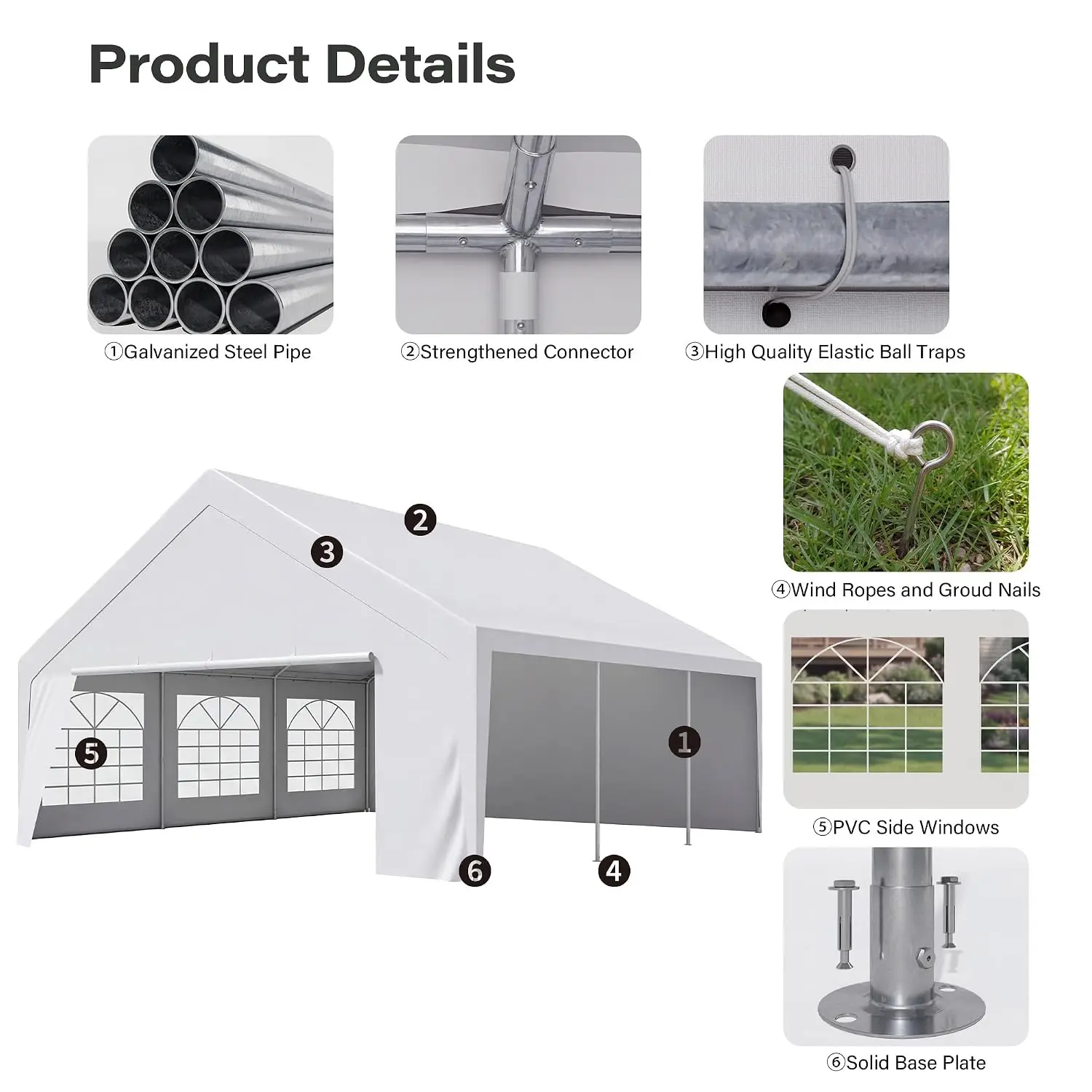20x20 Party Tent, Heavy Duty Waterproof Canopy with Removable Sidewalls & Roll-Up Door, Large White Event Shelter, Customized