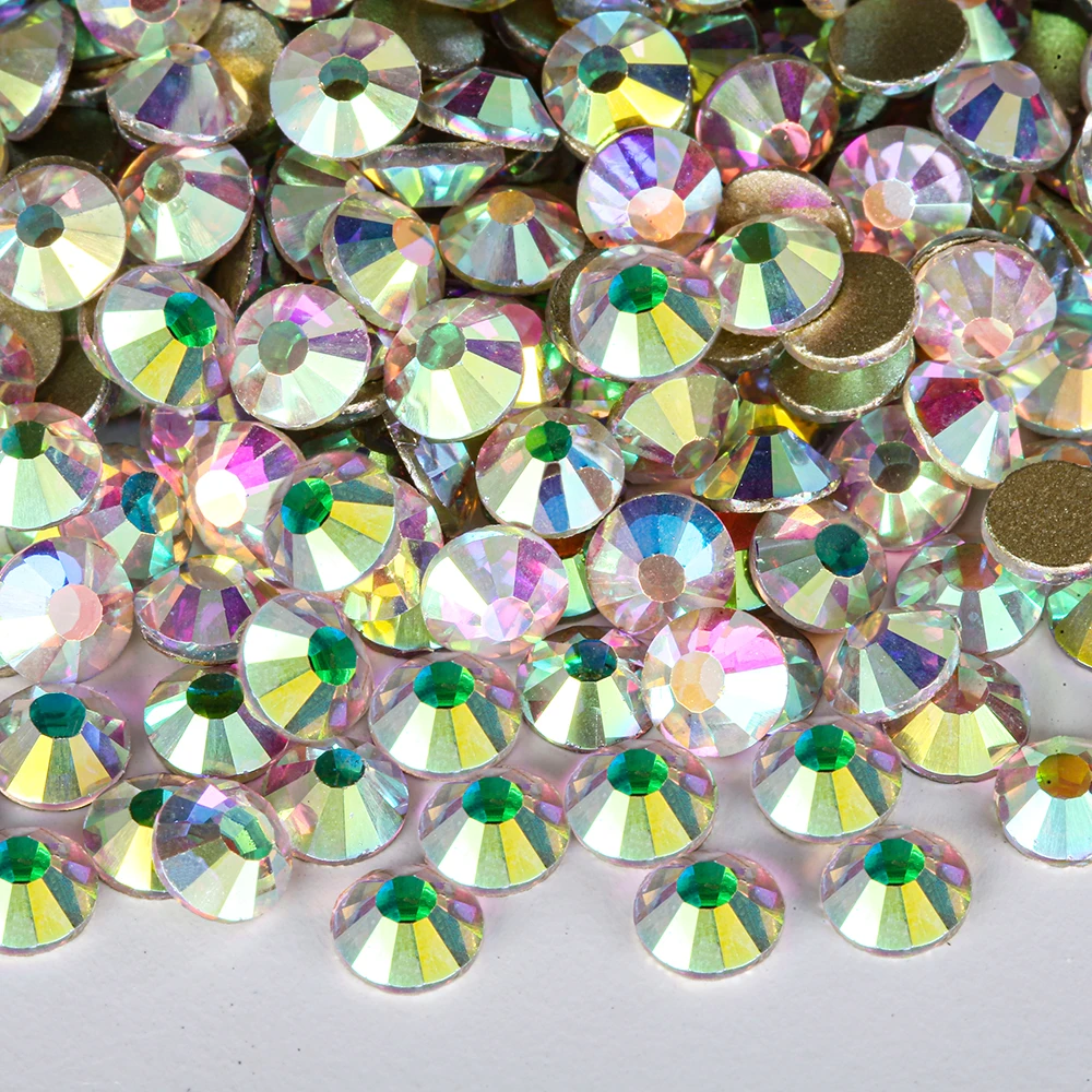 MollBii سلسلة بيضاء SS3-SS30 أحجار الراين غير الإصلاحية فائقة الجودة بريق الأحجار الكريمة المسطحة لملحقات الأظافر عمليات تجميل الأظافر