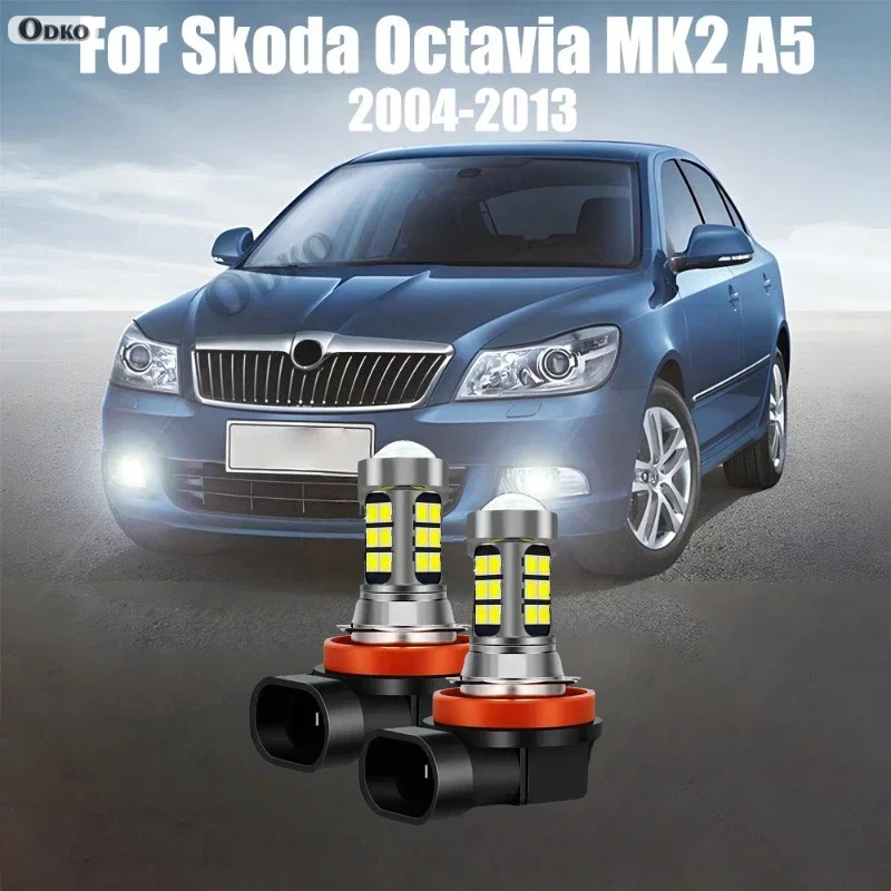 2pcs Car led fog bulbs Lamp light Accessories For Skoda Octavia MK2 A5 2004 2005 2006 2007 2008 2009 2010 2011 2012 2013