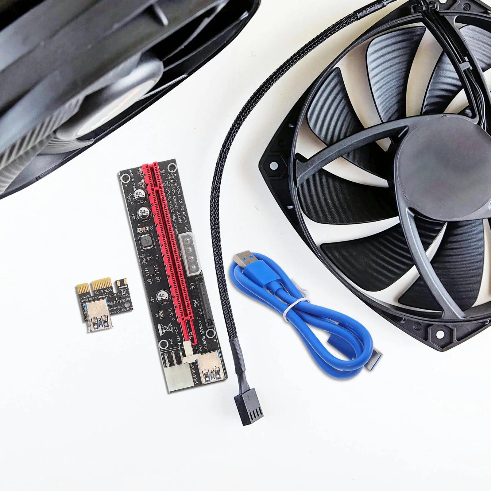 

Pci-E Riser Card 1x to 16x USB Extension Cable Power Cable LED Indicator Mining GPU Riser High Speed Stable Connection