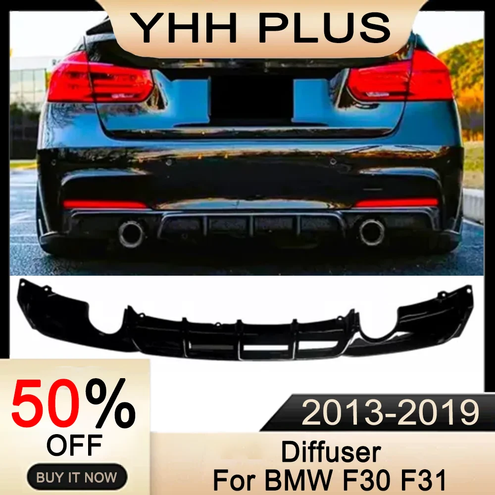 Diffuser For BMW 3 Series F30 F31 M Sport 13-19 Accessories Rear Dual Exit Spoiler Gloss Black Auto Exterior Modification Parts