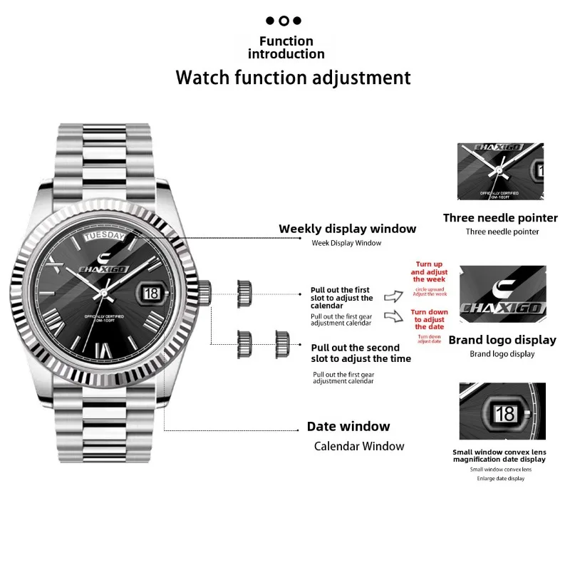 New Swiss Luxury Fashion Trend Men's Watch Automatic Student Waterproof Quartz Watch Gift for Male Gods