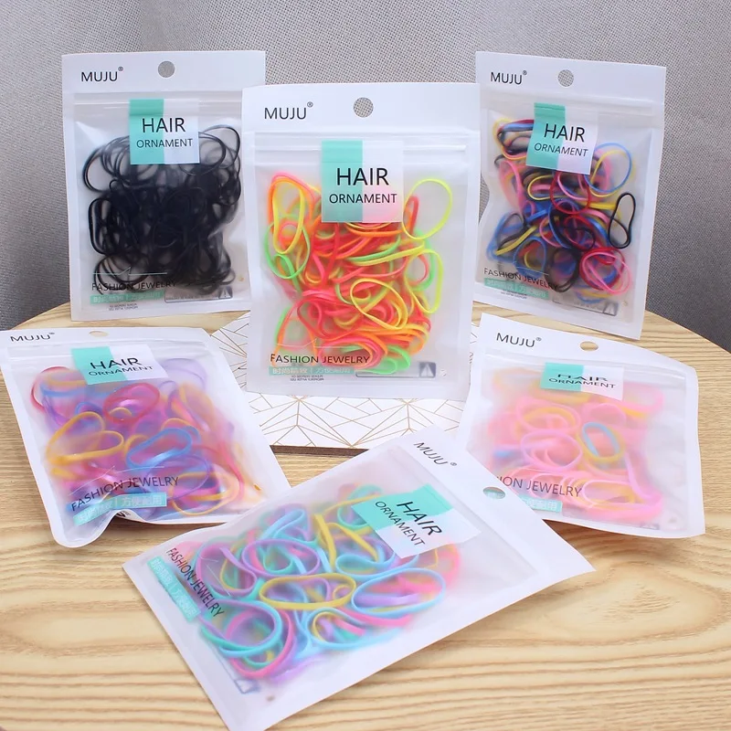 

Japanese Korean Kids Hair Ties 100pcs Pack Disposable Candy Color Elastics Gentle Snag Free Hair Bands for Girls Daily Use