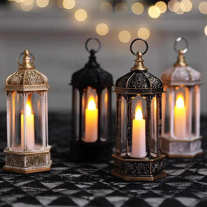 

Halloween Glowing Hexagonal Wind Lamp Electronic Candle Portable Flame Lamp Window Display Props