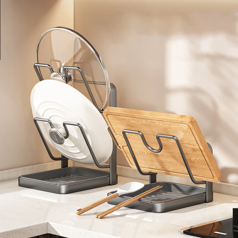 

Multi Layer Sitting Cutting Board Rack Multifunctional Household Kitchen Pot Cover Vegetable Board Storage Rack For Kitchen