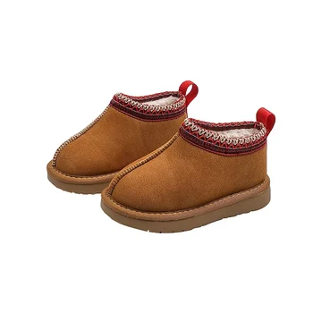 Winter Children's Boys Girls New Snow Cotton Shoes Kids Toddler Soft Soled Plush Warm Short Boots Sizes 23-36 Baby Plush Slipper