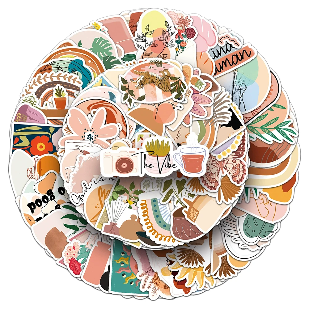 10/30/50/100pcs Retro Carino Stile Della Boemia Del Fumetto Adesivi Boho Arte Estetica Decalcomanie Scrapbooking Bagagli Telefono Creativo adesivo