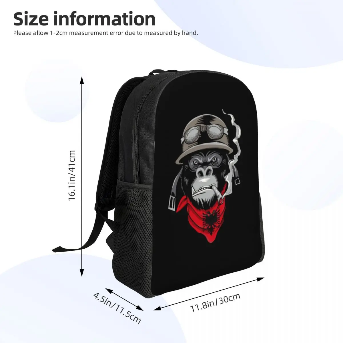 Albania Motorcycle Helmet Motorcyclist Biker Backpack for Men Women Water Resistant College School Bag Print Bookbag