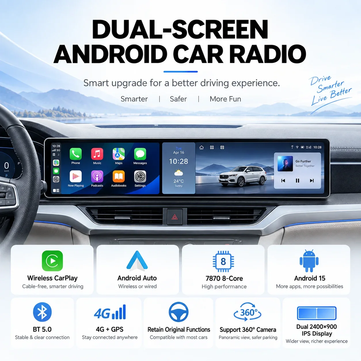 CarPlay Android Auto Dual 12.3