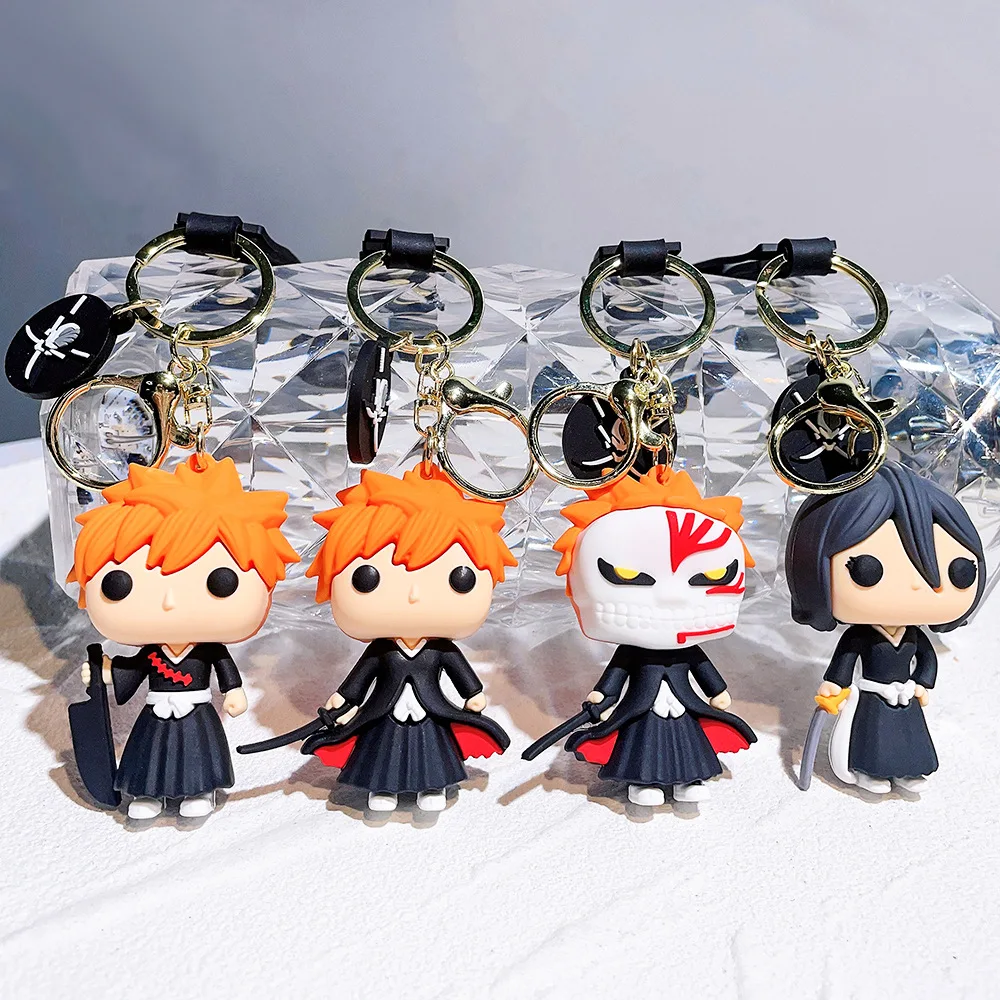 Anime BLEACH Figure Doll Toy Kurosaki Ichigo Model Keychain Backpack Ornament Keyrings Car Pendant Key Holder Kids Xmas Gifts