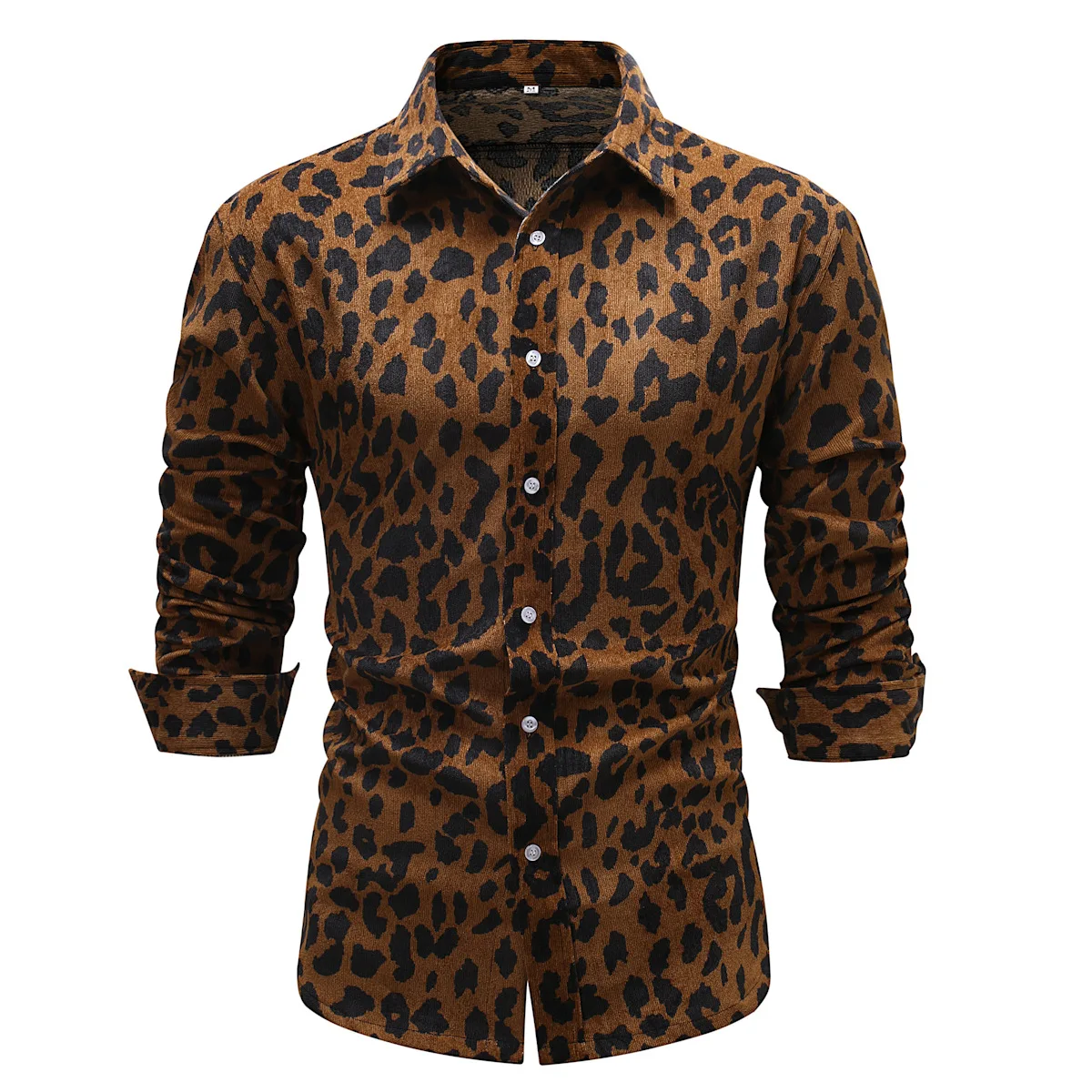 

Fashion Corduroy Leopard Print Shirts For Men Casual Autumn Winter Warm Top Blouse Male Daily Button Down Party Chemise Hombre