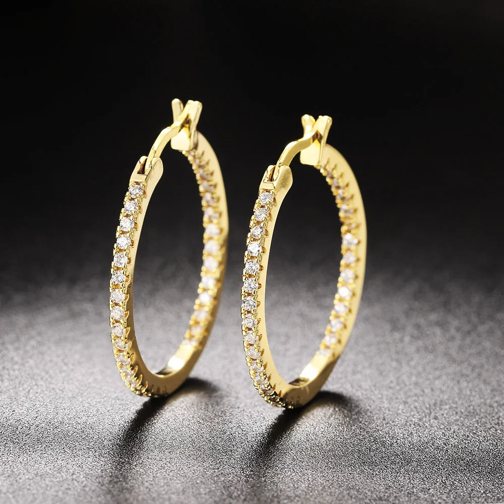 15/20/30mm Zircon Small Huggies Hoop Earrings For Women Simple Fashion Girls Anti-allergy Fine Jewelry Gifts Multi-Size Clear