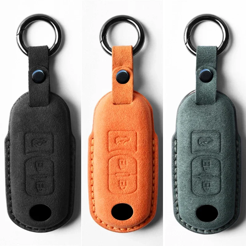 

For Mazda 2 3 6 Atenza Axela Demio CX-4 CX-5 CX5 CX-3 CX-30 CX7 CX-8 CX-9 Suede Leather Car Key Case Cover Key Accessories