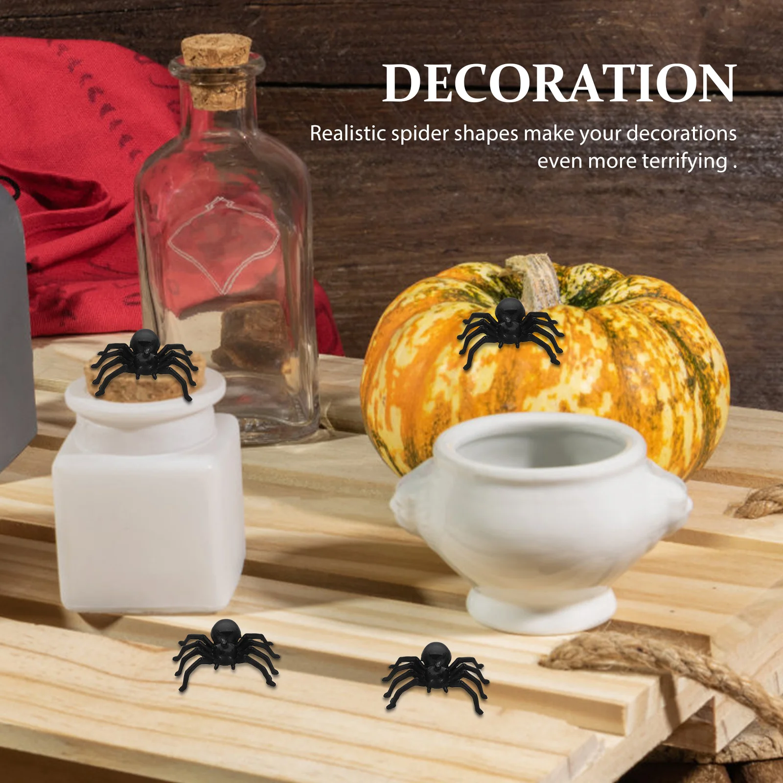 100個入り 小さな柔らかいプラスチック製クモ リアルなハロウィーンデコレーション小道具 いたずらパーティー 室内 屋外用 模造クモ