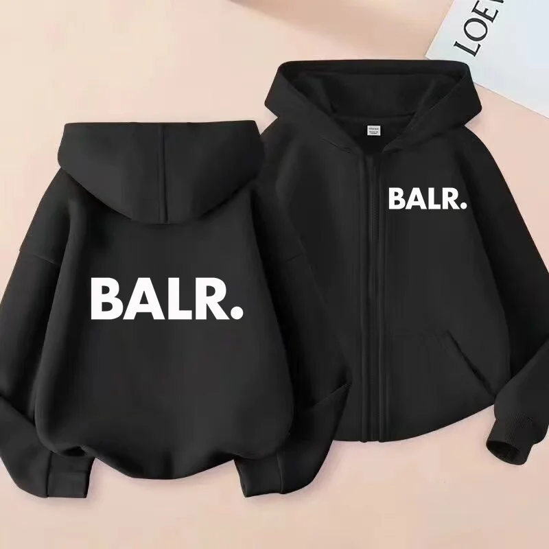 

Children's BALR Letters Zipper Style Long Sleeve Hoodies Clothing Girls Boy Charming Top 3-12Yrs Leisure Sweatshirt Fashion Coat