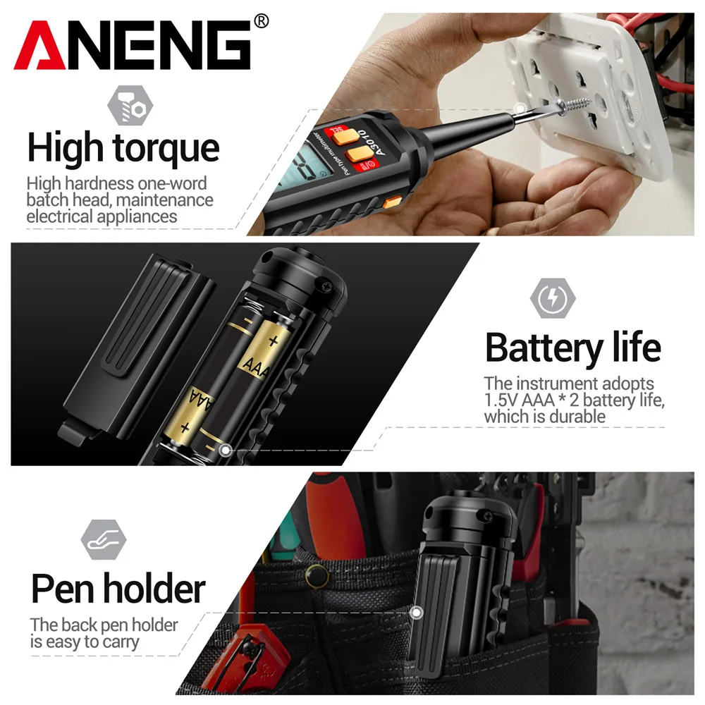 ANENG A3010 Pen-Type Multimeter 4000 Counts True-RMS Backlight Multi Meter Digital Auto Range Tester LCD Electrician Test Tools