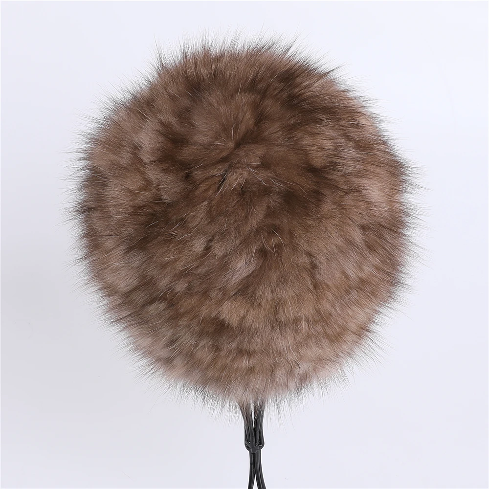 Luxury Fashion Women's Real Sable Fur Knitted Beanie Winter Warm Hat Caps Genuine Mink Fur Beanies Elastic Fluffy