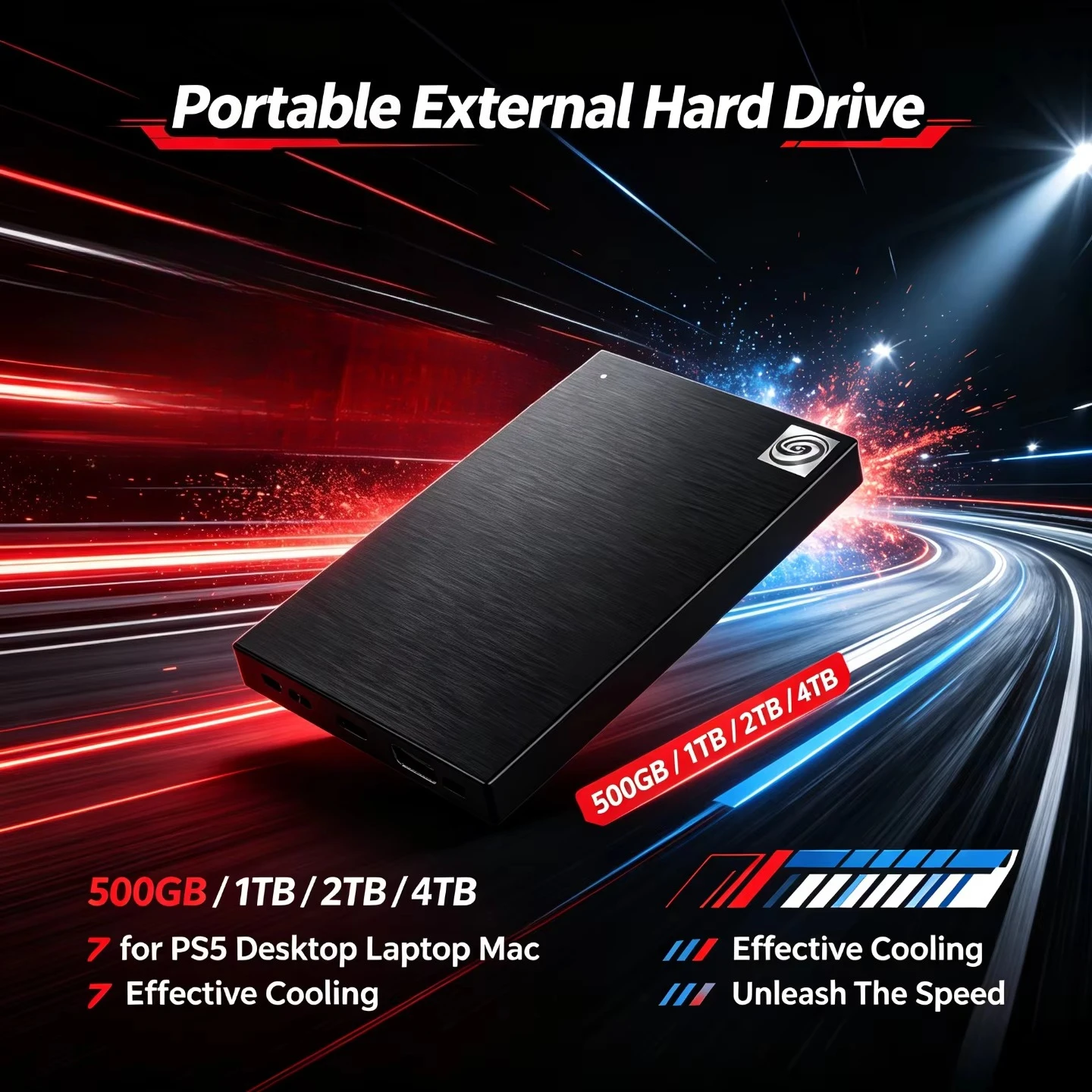 USB 3.0 2.5 Inch Portable SSD Hard Drive Black Large Capacity External HDD for Laptop Office Data Recovery 500GB 1TB 2TB 4TB