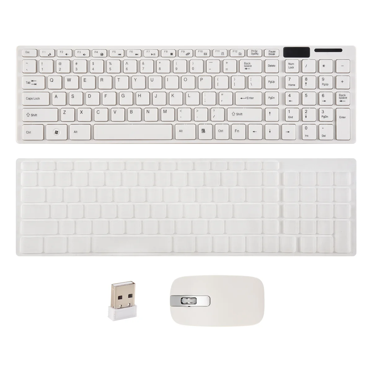 ชุดคีย์บอร์ดไร้สาย Slim White + เมาส์ออปติคอลไร้สายสําหรับพีซีและแล็ปท็อป A002