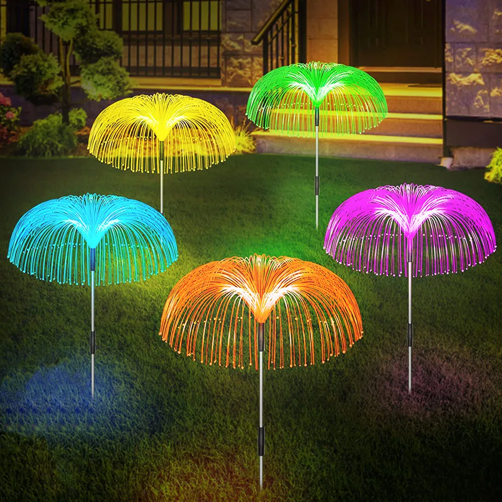 2Pcs Solar Jellyfish Lights RGB Changing Waterproof Outdoor Garden Lights Courtyard Pathway Landscape Decor Home Decoration