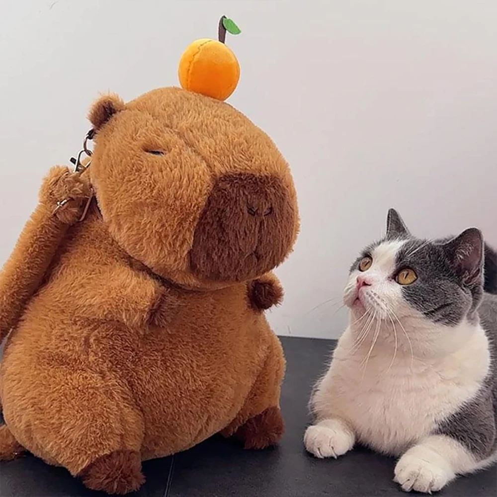 Bonito kawaii capivara mochila de pelúcia design animal de pelúcia com alça de ombro ajustável fofa para presentes das crianças