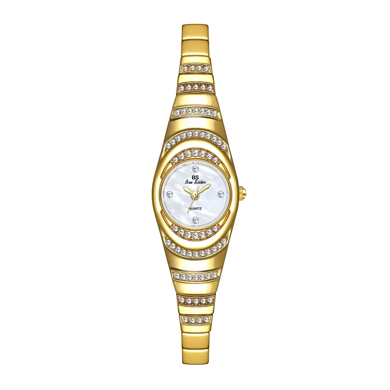 Relojes de pulsera pequeños ovalados de lujo para mujer, conjunto de relojes de pulsera de cuarzo dorado, reloj plateado, marca superior, moda