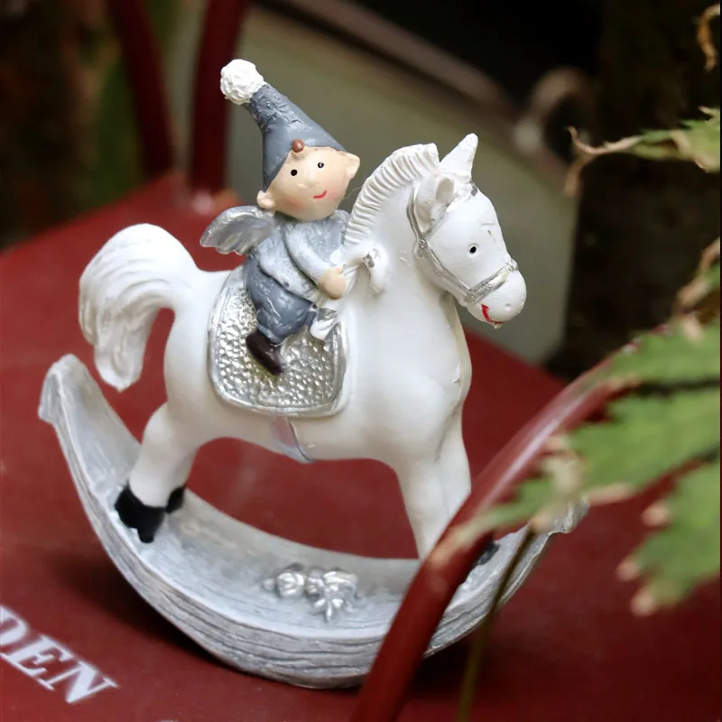 Creative Resin Handmade Horse Angel Ornaments Outdoor Balcony Courtyard Micro Landscape Animal Statue Crafts Garden Decoration