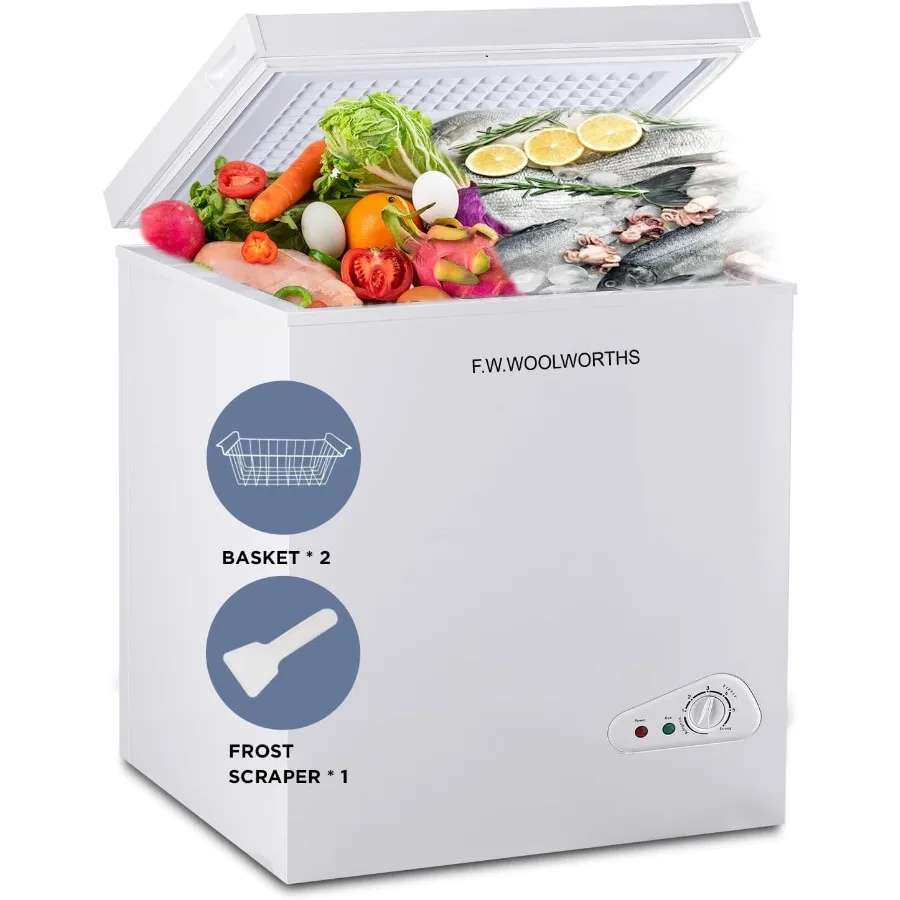 

7.0 Cu.Ft Chest Freezer with 7 Gears Temperature Control Removable Basket Compact Design Ideal for Kitchen Home Office Garage a